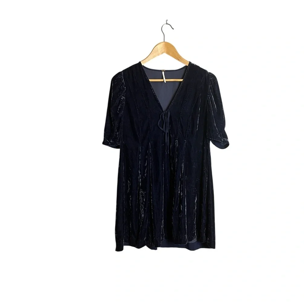 Free People Adelle Velvet Tunic/Mini Dress in Indigo Lost   Sz M